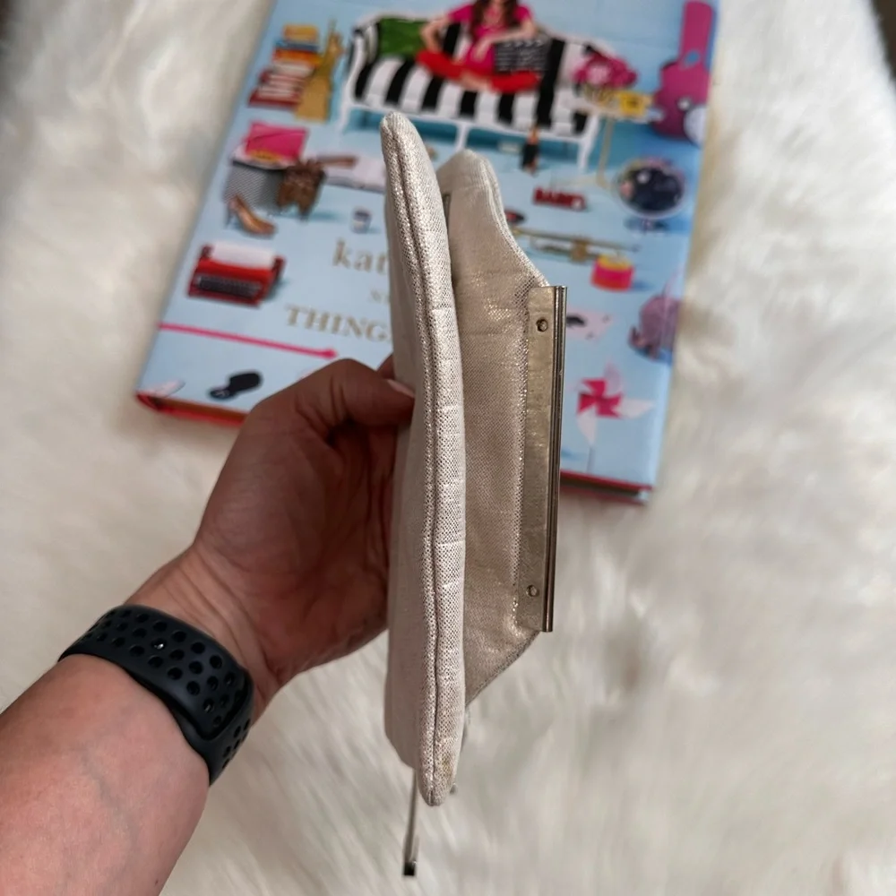 Stella & Dot Silver Mesh Wristlet with Shimmery Finish